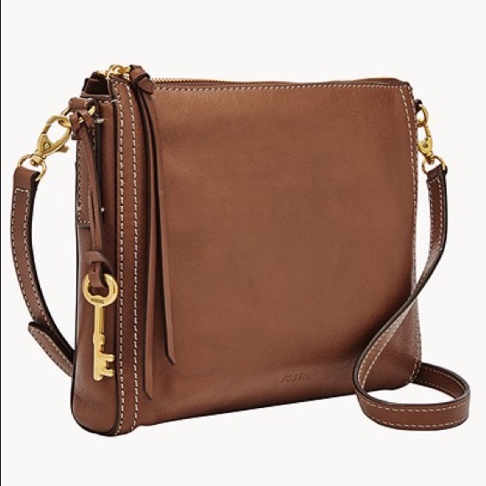 Fossil Emma Brown Leather Crossbody